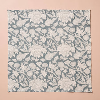 Gray block print patterned fabric napkin 