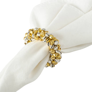 Gold and silver bells napkin ring for Christmas holiday tablescape
