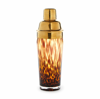 Tortoise print glass cocktail shaker with stainless steel lid