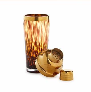 Handcrafted tortoise print cocktail shaker for a home bar