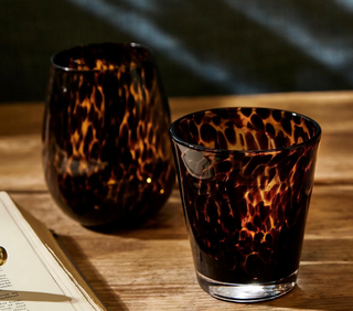 Tortoise Stemless Wine Glass and Rocks Glass