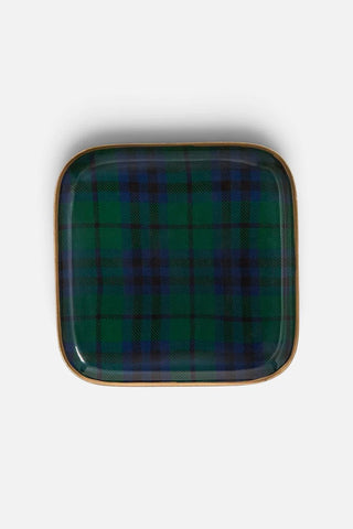 Black Watch tartan metal tray with glossy finish