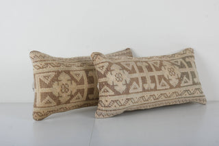 Lumbar throw pillow made from vintage Turkish rugs 
