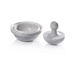 White mortar and pestle