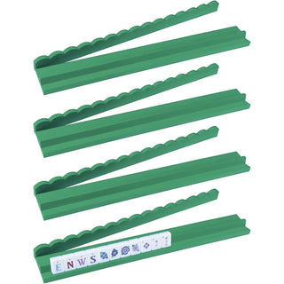 Wooden Tile Rack Mahjong Pusher, Green Scallop