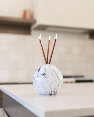Neva Vase, White Marble Everlasting Candle Holder