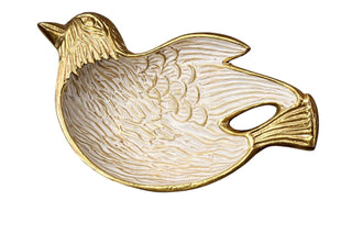 Gold White Enamel Mahjong Bird Dish