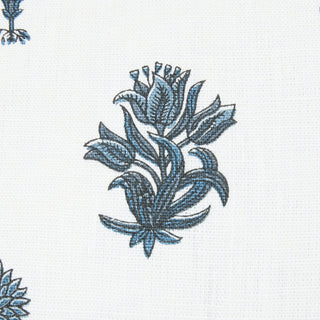 Botanical Pillow in Blue on Oatmeal Linen
