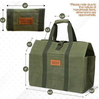 Premium Waxed Canvas Firewood Carrier Bag & Market Tote