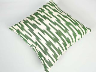 Green Striped Ikat Pillow Cover