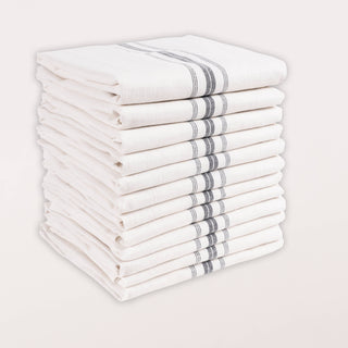 Farmhouse Stripe Towels/Napkins Set Of 4: Black