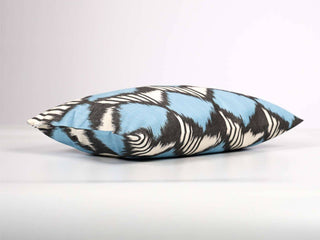 Blue Black Ikat Cotton Pillow Cover