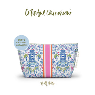 Mahjong Tile Pouch: Preppy Cheetah Blue