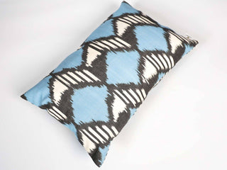 Blue Black Ikat Cotton Pillow Cover