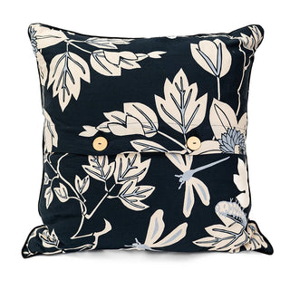 Big passion flower onyx organic cotton cushion cover