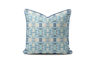 Mila Blue Pillow | Piped Pillow | Square Decorative Pillow: 20" x 20"