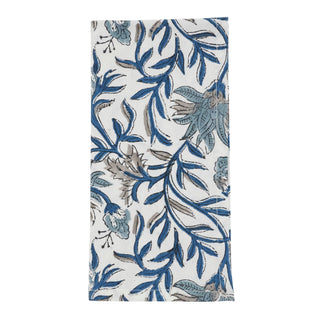 Botanical Pattern Design Cotton Decorative Napkins: Blue / 20" (set of 4)