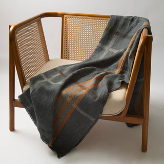 Modern Plaid Throw Navy & Chestnut 51x78