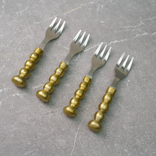 Gold Beaded Handle Forks S/4