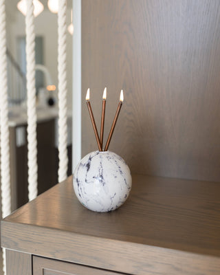 Neva Vase, White Marble Everlasting Candle Holder
