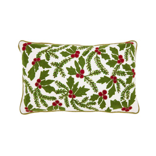 Holly Throw Pillow: Green / Down Filled / 12"x20"