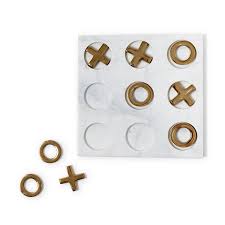 Marble Hand-Crafted Tic-Tac-Toe with Gold Pieces