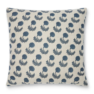 Mini Marigold Pillow in Blue on Natural Linen