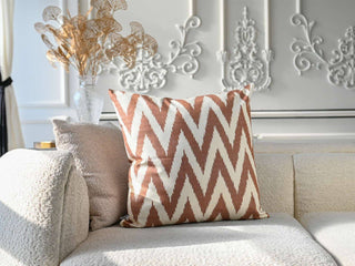 Brown Chevron Ikat Cushion Cover