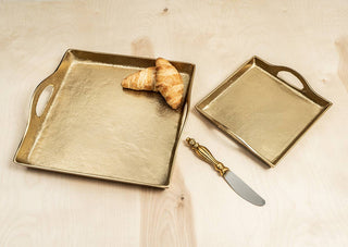 Gilded Sq Texture Tray, Sm,6