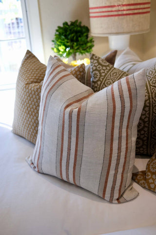 Antwerp Stripe Pillow Natural Chestnut 22"x 22"