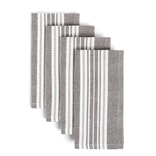 Woven Grey Striped Cloth Napkins: Grey