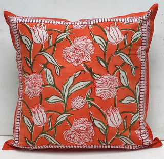 Tulip Garden Block Print Pillow 18" x 18"