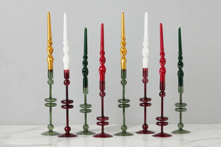 Glass Candlestick Pair, Large, Merlot