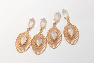 Rose Gold and Frosted Quartz Palm Statement Earrings