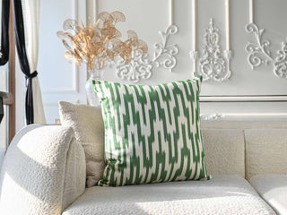 Green Striped Ikat Pillow Cover