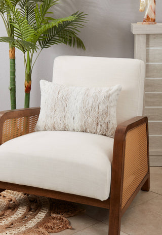 Soft and Snuggly Faux Fur Throw Pillow: Natural / Feather Down / 12"x20"