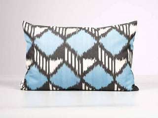 Blue Black Ikat Cotton Pillow Cover