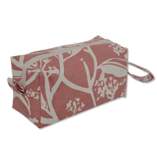 Medium cosmetic bag in frangipani blush print with zip closure