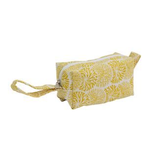 Small cosmetic bag in tumbleweed citrus print with zip closure